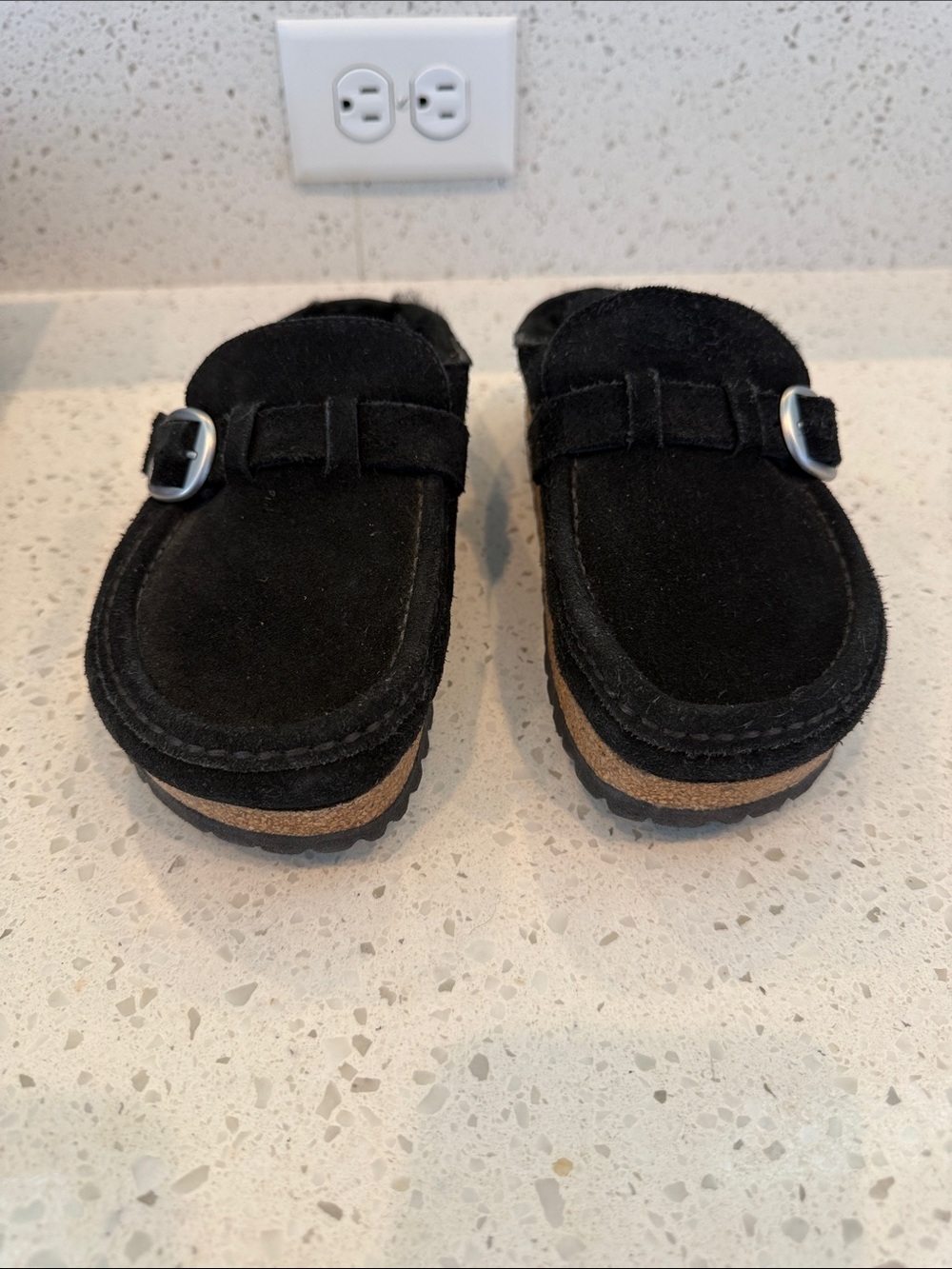Birkenstock Black Suede Buckle Clog - Comfortable Everyday Shoe